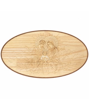 QUADRO OVAL - SAGRADA FAMÍLIA - MOLDURA COURO SINTÉTICO - 40X20CM