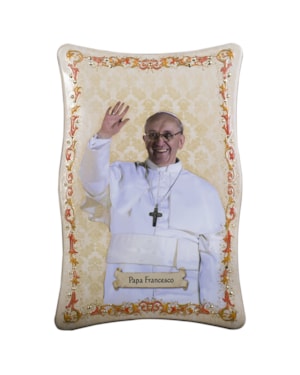 QUADRO PAPA FRANCISCO MADEIRA 24CM DE ALTURA