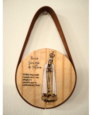 QUADRO REDONDO FAROL - NSRA. DE FÁTIMA - ALÇA COURO SINTÉTICO - 15CM
