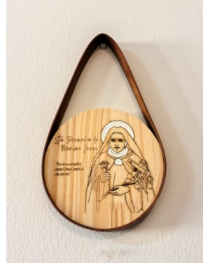 QUADRO REDONDO FAROL - S. TERESINHA - ALÇA COURO SINTÉTICO - 15CM
