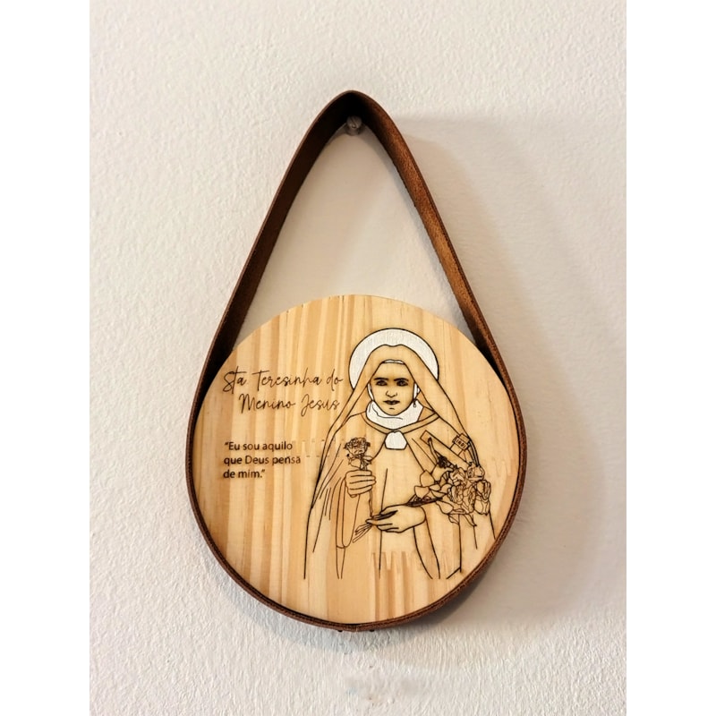 QUADRO REDONDO FAROL - S. TERESINHA - ALÇA COURO SINTÉTICO - 15CM