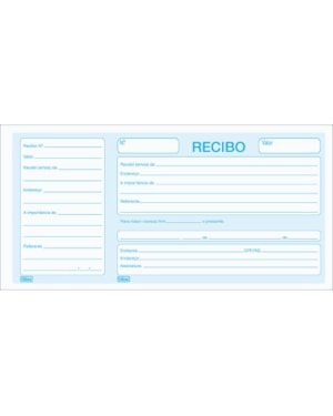RECIBO COMERCIAL COM CANHOTO C/ 50 FOLHAS 206 X 105MM