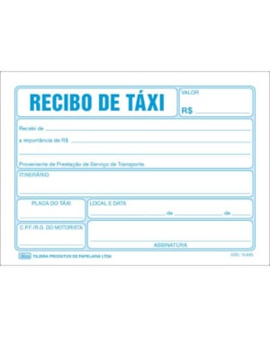 RECIBO DE TAXI C/ 50 FOLHAS 127 X 91MM