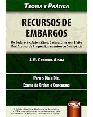 RECURSOS DE EMBARGOS - DE DECLARAÇÃO, AUTOMÁTICOS, DECLARATÓRIOS COM EFEITO MODIFICATIVO, DE PREQUESTIONAMENTO E DE DIVERGÊNCIA - TEORIA E PRÁTICA