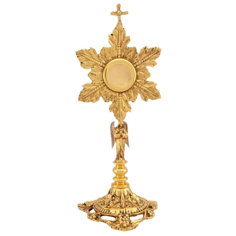 RELICÁRIO CLÁSSICO 27CM DE ALTURA DOURADO ENTREMEIO COM ANJO