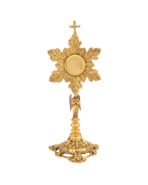 RELICÁRIO CLÁSSICO 27CM DE ALTURA DOURADO ENTREMEIO COM ANJO