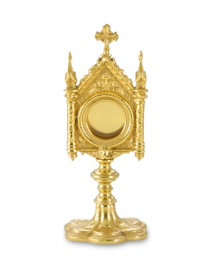 RELICÁRIO DOURADO GÓTICO 17,5X8CM - PARA RELÍQUIA DE ATÉ 4CM