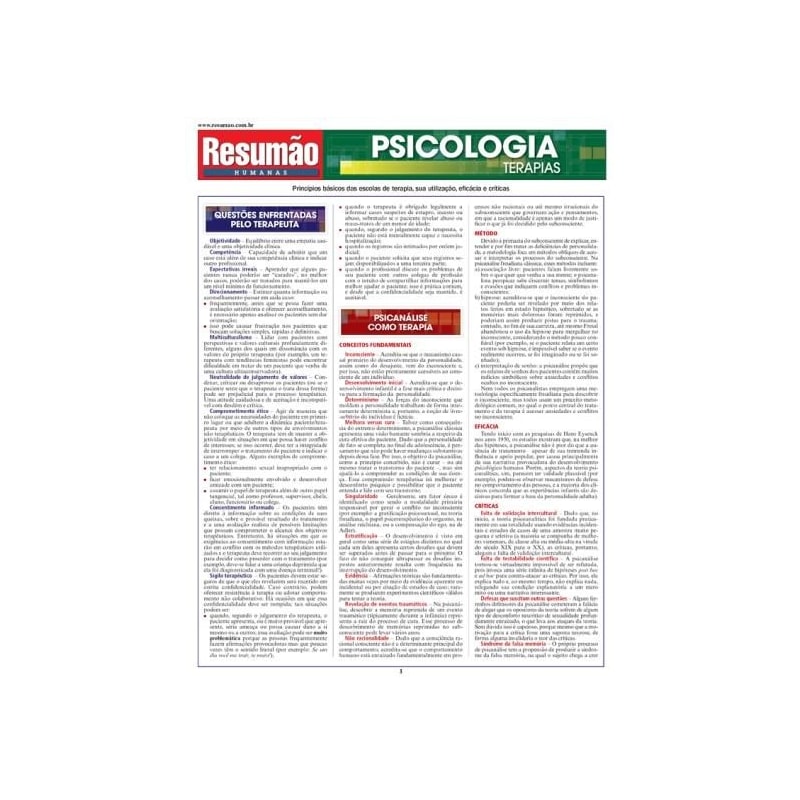 RESUMÃO HUMANAS - PSICOLOGIA TERAPIAS