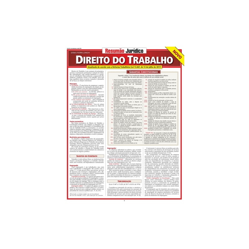 RESUMÃO JURÍDICO - NOVO DIREITO DO TRABALHO