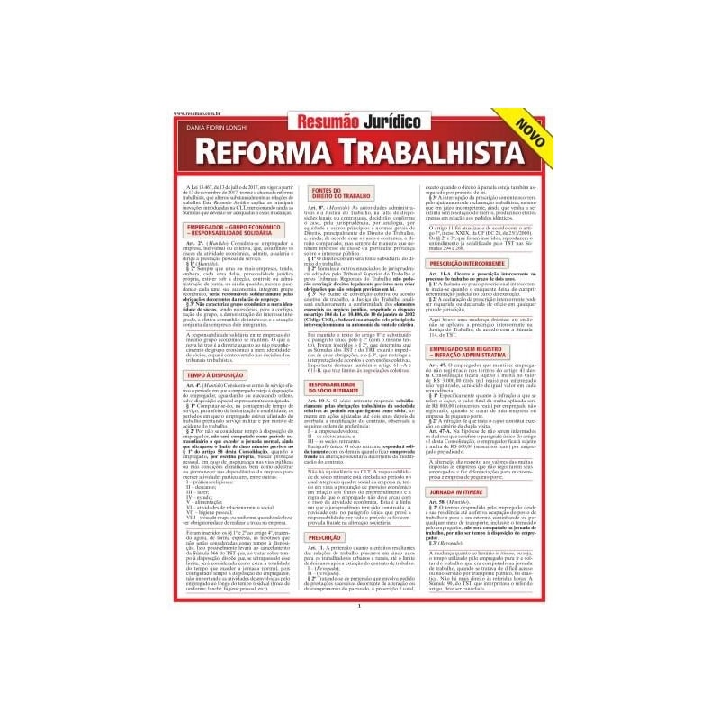 RESUMÃO JURÍDICO - REFORMA TRABALHISTA