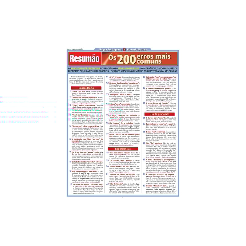 RESUMÃO - OS 200 ERROS MAIS COMUNS