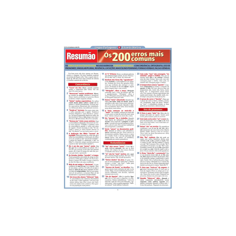 RESUMÃO - OS 200 ERROS MAIS COMUNS