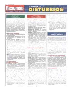 RESUMAO: PSICOLOGIA 2 - DISTURBIOS - 1