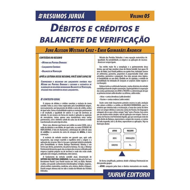 RESUMOS JURUÁ - CONTÁBIL - DÉBITOS E CRÉDITOS E BALANCETE DE VERIFICAÇÃO - VOLUME 05