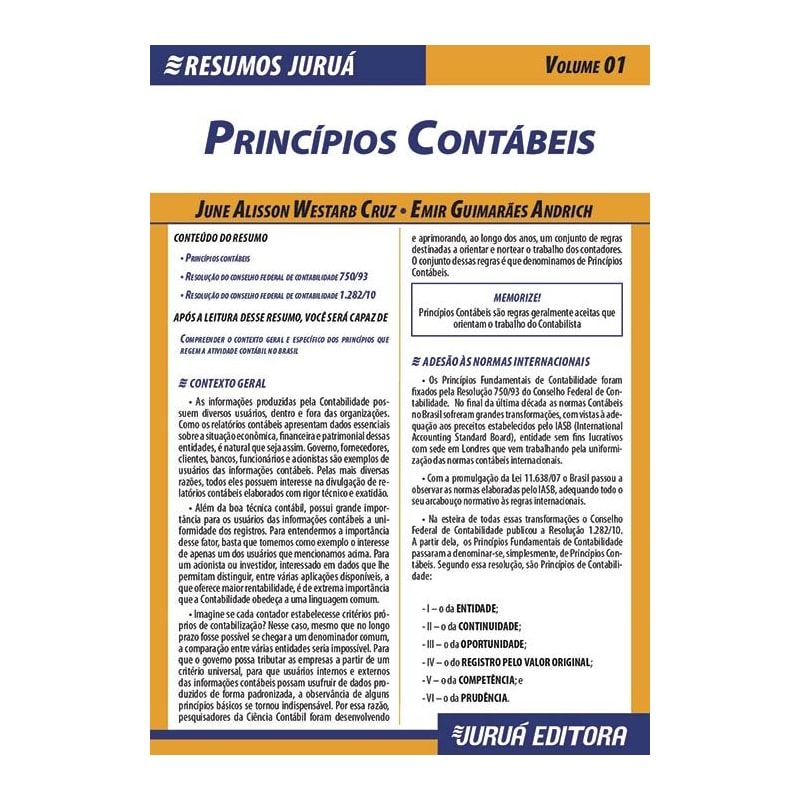 RESUMOS JURUÁ - CONTÁBIL - PRINCÍPIOS CONTÁBEIS - VOLUME 01