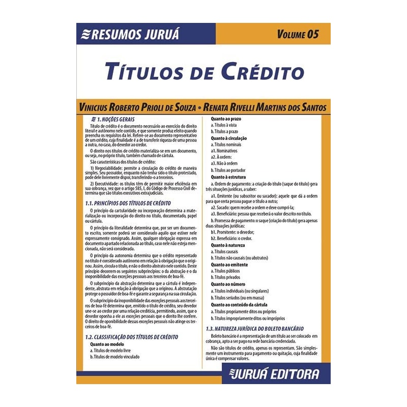 RESUMOS JURUÁ - DIREITO - TÍTULOS DE CRÉDITO - VOLUME 05