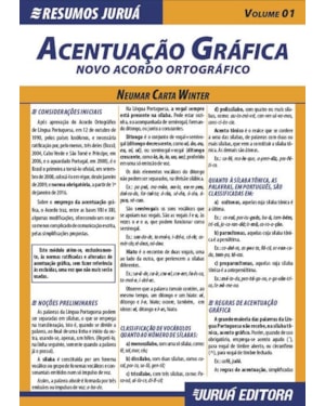 RESUMOS JURUÁ - LÍNGUA PORTUGUESA - ACENTUAÇÃO GRÁFICA - NOVO ACORDO ORTOGRÁFICO - VOLUME 01
