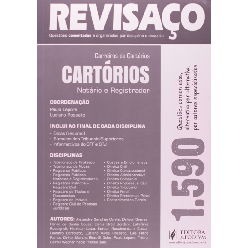 REVISACO - CARTORIOS - 1.590 QUESTOES COMENTADAS ALTERNATIVA POR ALTERNATIV - 1