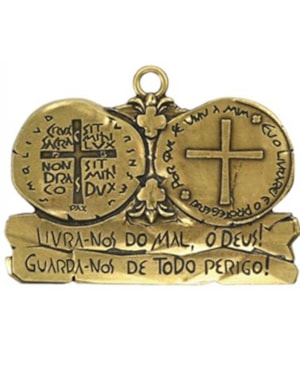 SACRAMENTAL MEDALHA DAS DUAS CRUZES - OURO VELHO
