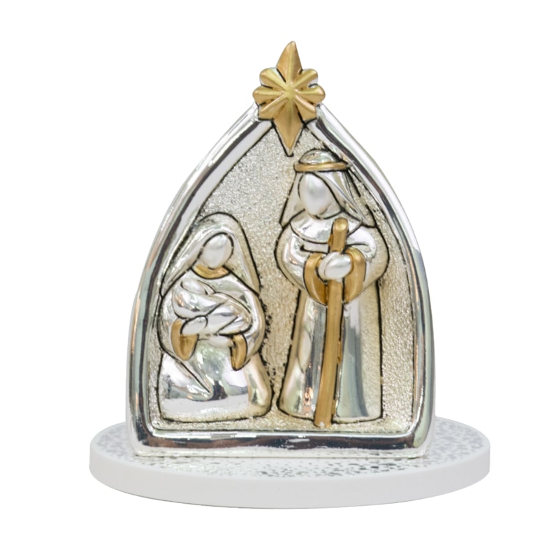 SAGRADA FAMÍLIA ITAL PRATA C/OURO 10CM