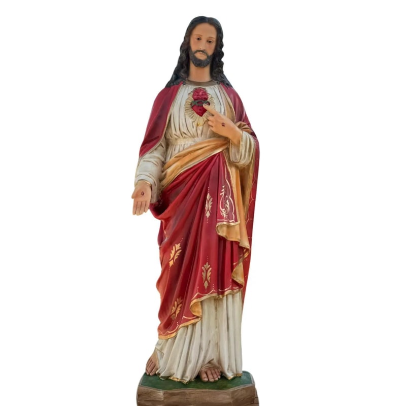 SAGRADO CORAÇÃO DE JESUS, ENVELHECIDO, RESINA, 100CM