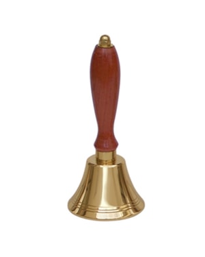 SINETA 17CM DE ALTURA DOURADA CABO MADEIRA