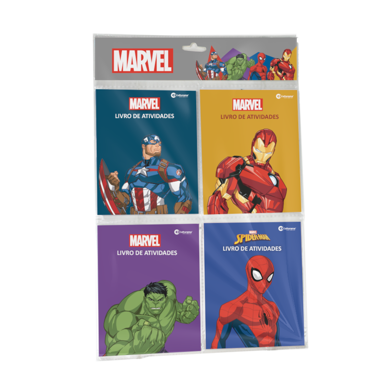 SOLAPA POP COM 4 MINILIVROS DE ATIVIDADES - MARVEL