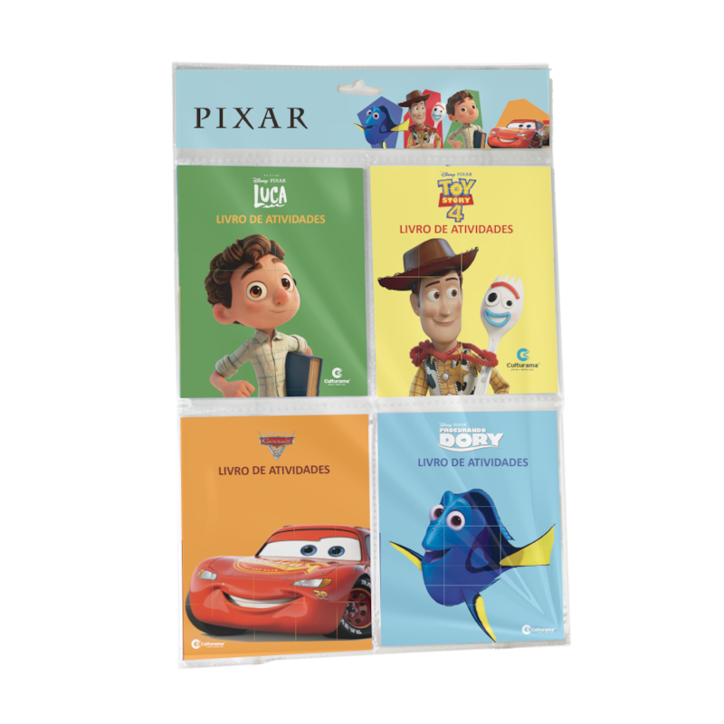 SOLAPA POP COM 4 MINILIVROS DE ATIVIDADES - PIXAR