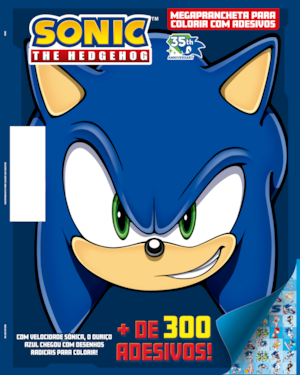 SONIC MEGAPRANCHETA PARA COLORIR COM ADESIVOS