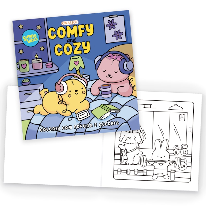SUNNY VIBES: COMFY AND COZY - COLORIR COM FOFURA E ALEGRIA - LIVRO DE COLORIR