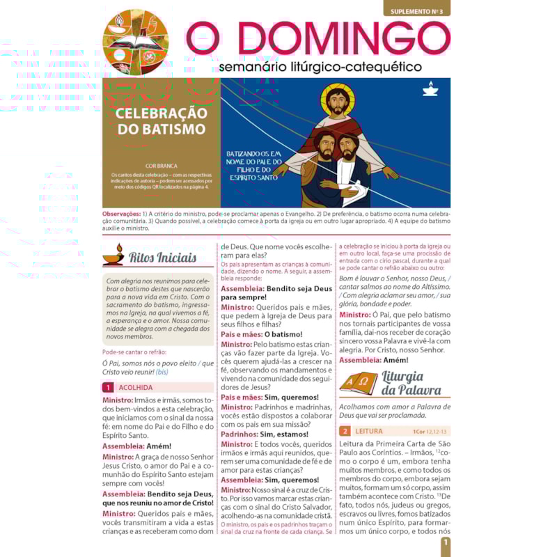 SUPLEMENTO 03 - CELEBRAÇÃO DE BATISMO (JOGO C/4)