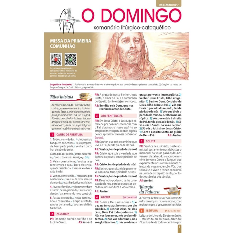 SUPLEMENTO 07 - MISSA DA PRIMEIRA COMUNHÃO (JOGO C/4)