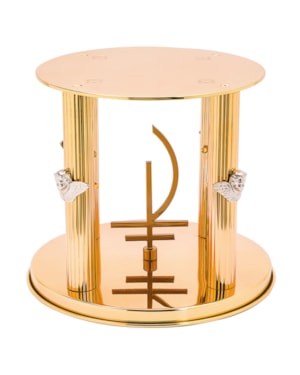 SUPORTE PARA OSTENSÓRIO ANJOS 19CM DE ALTURA DOURADO