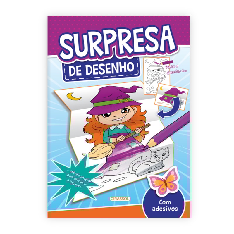 SURPRESA DE DESENHO - BRUXA - COM ADESIVOS!