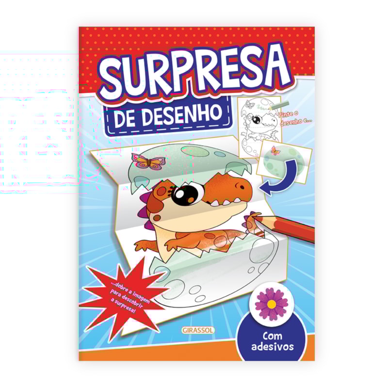SURPRESA DE DESENHO - DINOSSAURO - COM ADESIVOS!