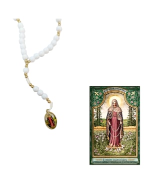 TERÇO C/ FOLHETO NSA SRA DAS LAGRIMAS - 6MM DOURADO - PACOTE COM 6 UNID.