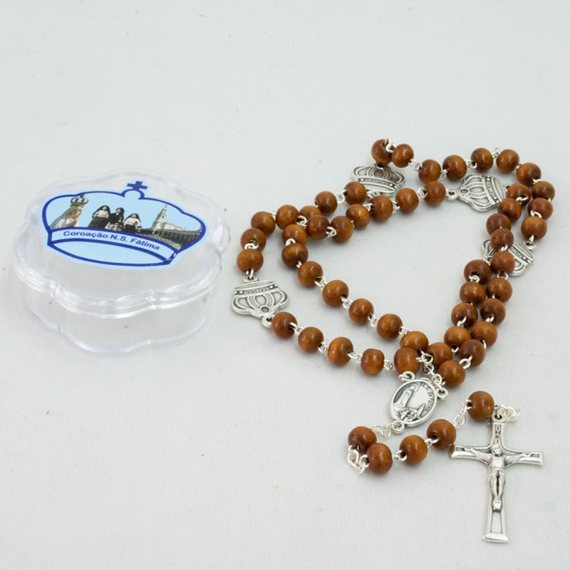 TERÇO COM COROA NOSSA SENHORA DE FÁTIMA MADEIRA
