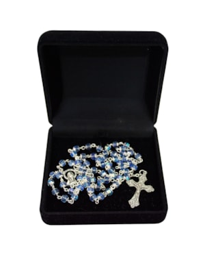TERÇO CRISTAL AZUL 4MM