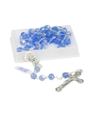 TERÇO CRISTAL AZUL 6MM
