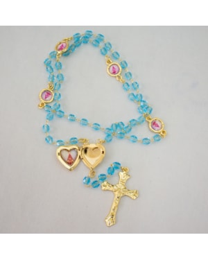 TERÇO CRISTAL AZUL NOSSA SENHORA APARECIDA 6MM