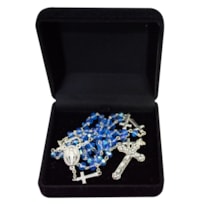 TERÇO CRISTAL AZUL TURQUESA 6MM NOSSA SENHORA DAS GRAÇAS