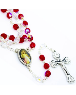 TERÇO CRISTAL JESUS MISERICORDIOSO 6MM