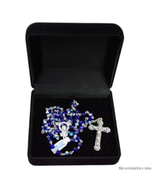 TERÇO CRISTAL MADONA 6MM AZUL TURQUESA