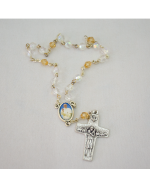 TERÇO CRISTAL PAPA FRANCISCO ORAÇÃO NOS DEDOS DA MÃO 6MM