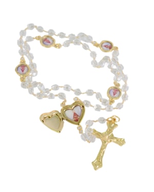 TERÇO CRISTAL PRATEADO NOSSA SENHORA APARECIDA 6MM