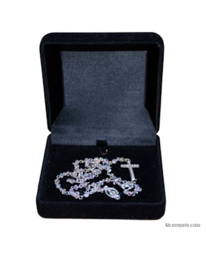 TERÇO CRISTAL ROSA C/STRASS DE PESCOÇO NOSSA SENHORA DAS GRAÇAS 3MM