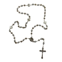 TERÇO DE FATIMA  8MM CINZA E METAL