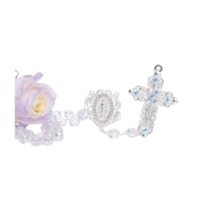 TERÇO DE NOIVA CRISTAL IRISADO PRATA STRASS