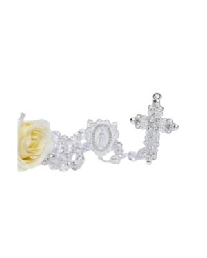 TERÇO DE NOIVA CRISTAL PRATA