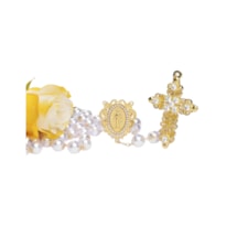 TERÇO DE NOIVA PÉROLA STRASS DOURADO
